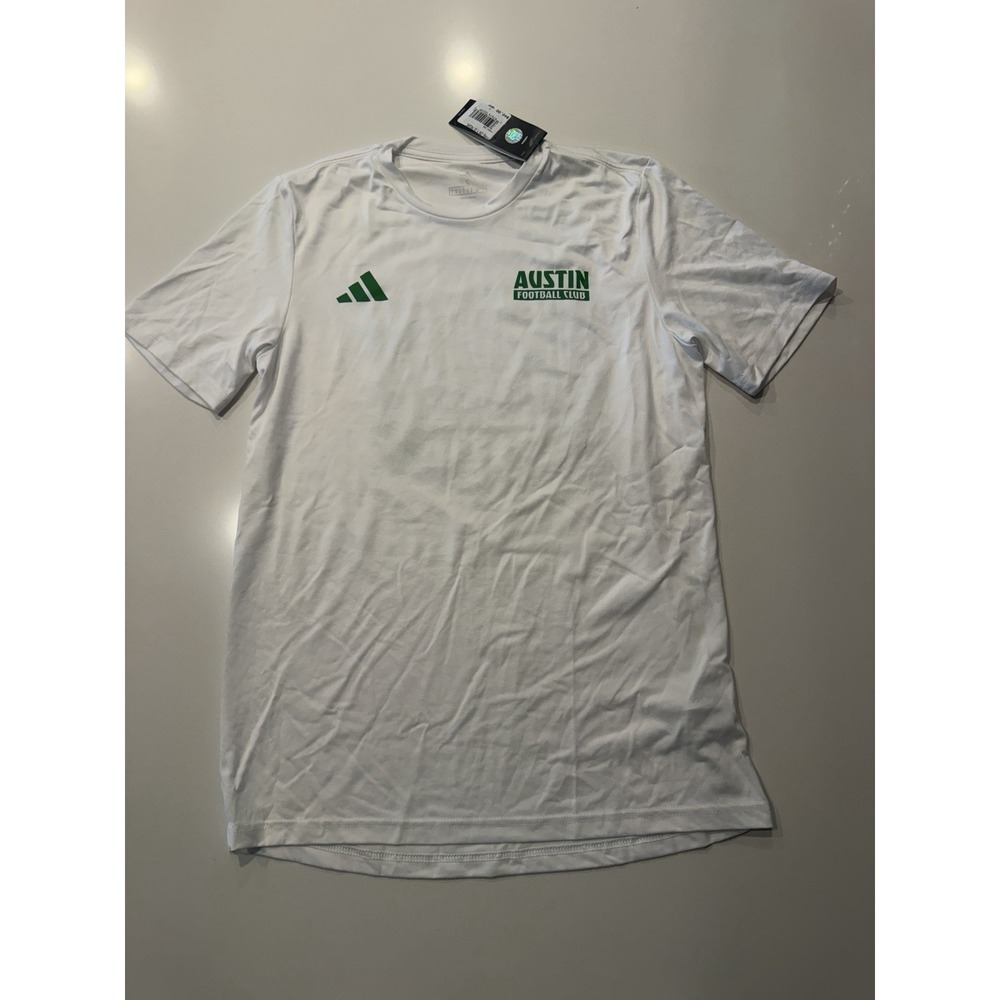Adidas Austin FC Mens White Short Sleeve Pregame Soccer Tee JP2856 NWT Small